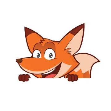 Fox holding and looking over a blank sign board Stock Illustration