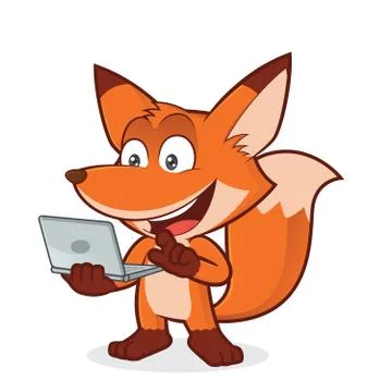 Fox holding a laptop Stock Illustration