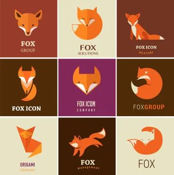 Fox icons, illustrations and elements Stock Illustration