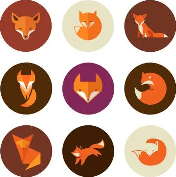 Fox icons, illustrations and elements Stock Illustration