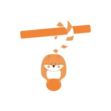 Fox. Isolated funny fox with a long striped tail. Stock Illustration