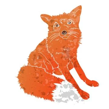 Fox isolated texturized on white background Stock Illustration