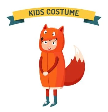Fox kid costume isolated vector illustration Stock Illustration