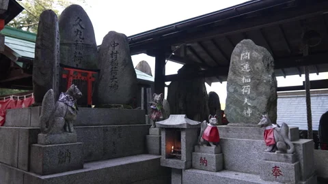 Fox Kitsune Pair Fushimi Inari Shrines - Kyoto Stock Footage 242520907