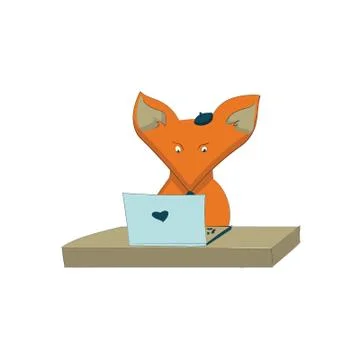 Fox with a laptop Stock Illustration