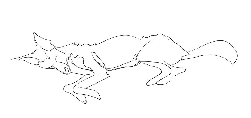 Fox lies, line, vector Illustrazione stock