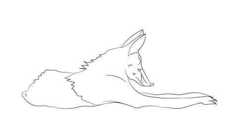 Fox lies, line, vector イラスト素材