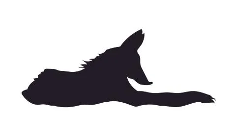 Fox lies, silhouette, vector Illustrazione stock