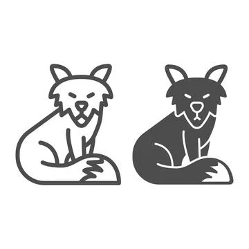 Fox line and solid icon, worldwildlife concept, old fox vector sign on white Stockillustratie