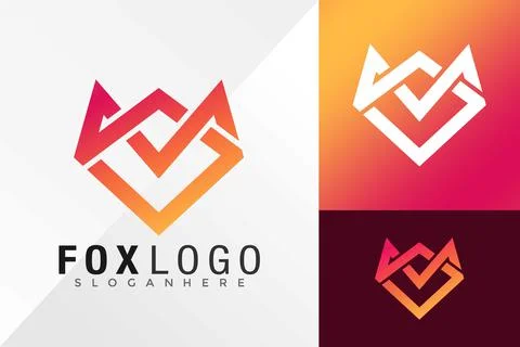 Fox Line Head Logo Design Vector illustration template Stock Illustration