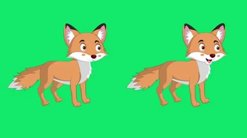 Fox Lip Sync &amp; Eyes Blink Green Screen | Fox Animation Overlay Video stock 315304009