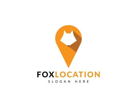 Fox Location Minimal Logo Design	 Illustrazione stock