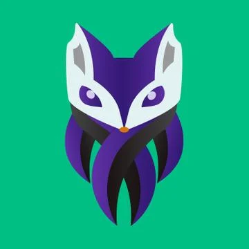 Fox logo design.Purple Mascot vector design isolated on cyan background Stock-Illustration