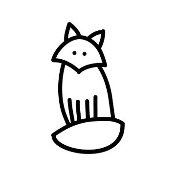 Fox logo line art simple style, emblem, illustration in a minimalist style Stock Illustration