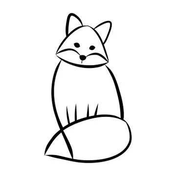 Fox logo line art simple style, emblem, illustration Stock Illustration