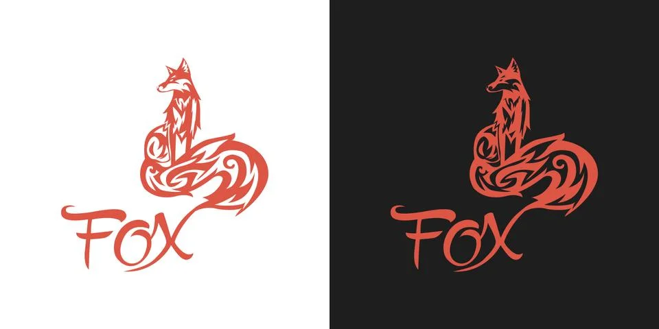 Fox logo, monogram, illustration, vector Stock Illustration