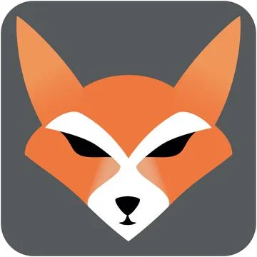 Fox logo in orange white grey over white Stock Illustration