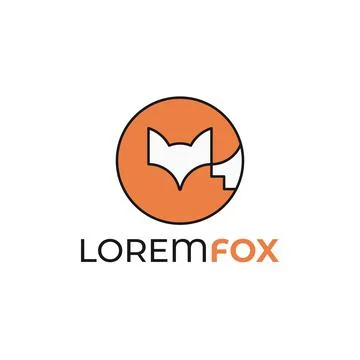 Fox logo. Rounded linear fox icon on white Stock Illustration