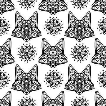 Fox mandala ornament. Vector illustration Stock Illustration