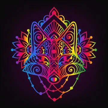 Fox mandala ornament. Vector illustration Illustrazione stock