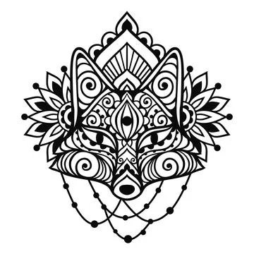 Fox mandala ornament. Vector illustration Illustrazione stock