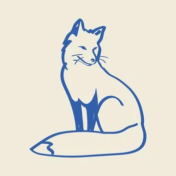 Fox Naive Art Hand Drawn Vector Stock Illustration
