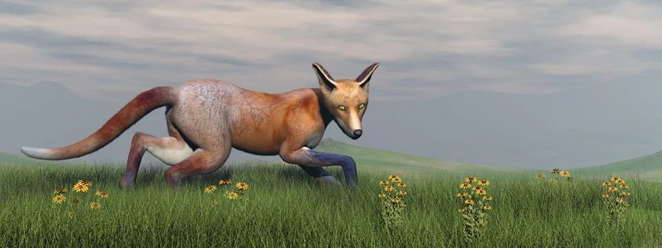 Fox in nature - 3D render Stock Illustration