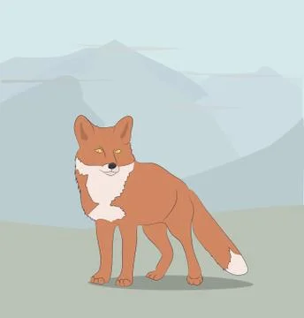 Fox on nature background, Illustrazione stock