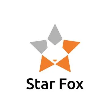 Fox in Negative Space Inside Star Shape Stock Illustration