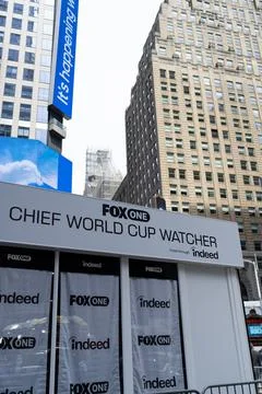 FOX One Chief World Cup Watcher promotional setup in Times Square Stock Photos