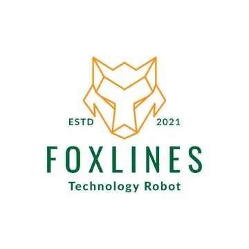 Fox or wolf head line robot logo design vector graphic symbol icon sign ill.. Stock Illustration