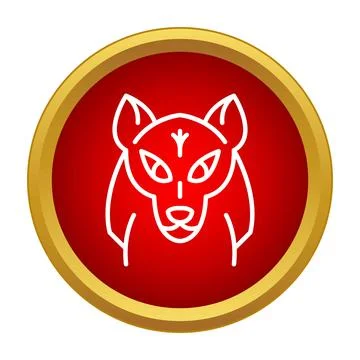 Fox or wolf head in red circle icon Stock Illustration
