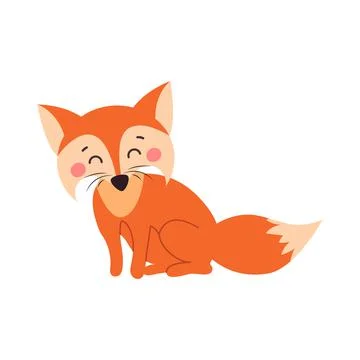 A fox. Orange fox. Fox can use a logo or badge. Vector illustration on white Stock Illustration