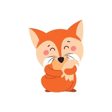 A fox. Orange fox. Fox can use a logo or badge.  illustration on white isolat Stock Illustration