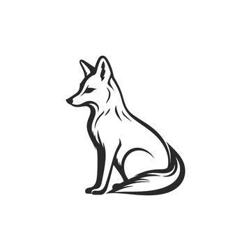 Fox outline vector linear silhouette for coloring Stock Illustration