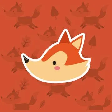 Fox with pattern background image Stock Illustration