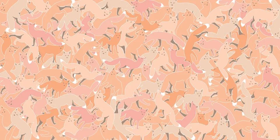 Fox pattern background monochromatic of peach tones, pink and beige with wh.. Stock Illustration