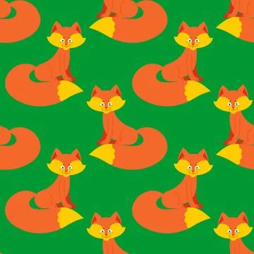 Fox pattern. Cute wild animal background. Beast Texture for childrens cloth Ilustración de archivo