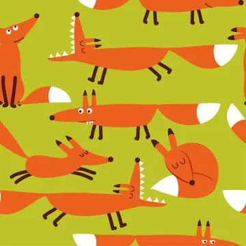 Fox pattern design with several foxes Illustrazione stock