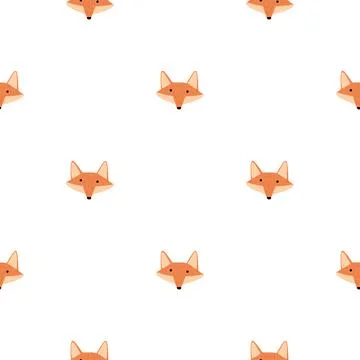 Fox pattern seamless in freehand style. Head animals on colorful background.  Illustrazione stock