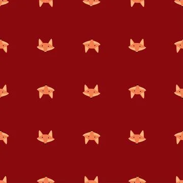 Fox pattern seamless in freehand style. Head animals on colorful background.  Illustrazione stock