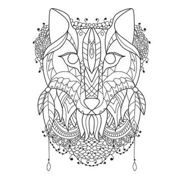 Fox Pattern style zentangl イラスト素材