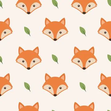 Fox Patterns With Leaves on a Light Background Create Fun Design for Fabric.. Illustrazione stock