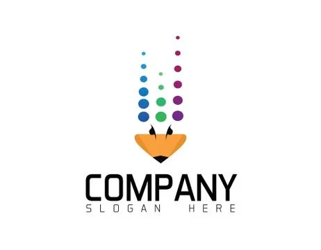 Fox pen logo Stock Illustration