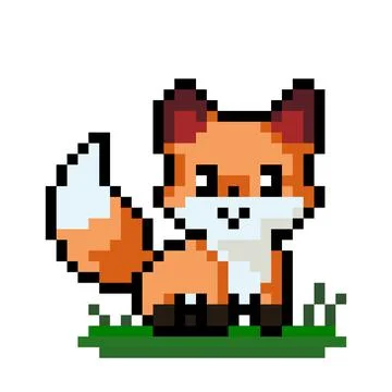 Fox pixel image. cross stitch pattern vector illustration. Stock Illustration
