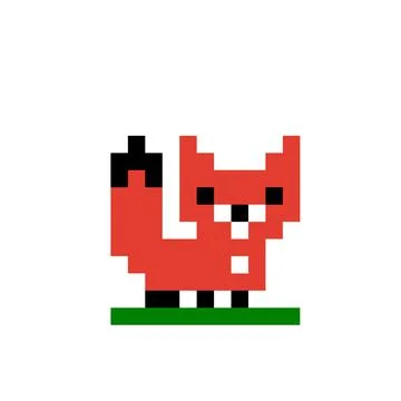 Fox pixel image. Vector illustration of cross stitch and t-shirt pattern. 스톡 일러스트