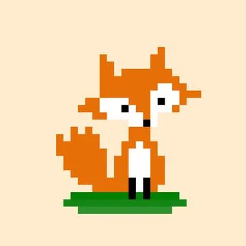 Fox pixel image. Vector illustration of cross stitch and t-shirt pattern. Stock Illustration
