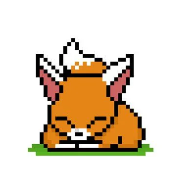 Fox pixel image. Vector illustration of cross stitch and t-shirt pattern. 스톡 일러스트