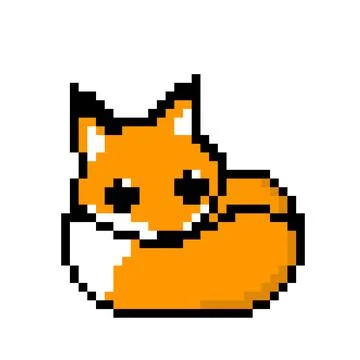 Fox pixel image. Vector illustration of cross stitch and t-shirt pattern. Illustrazione stock