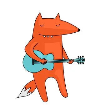 Fox playing the guitar Stock Illustration
